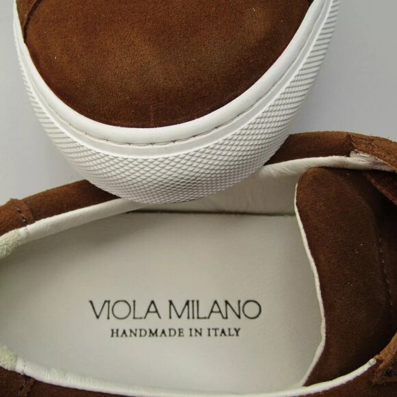NEW VIOLA MILANO Mens Sport Club Sneaker Casual Tennis Shoe Polo Brown Suede - Picture 10 of 10